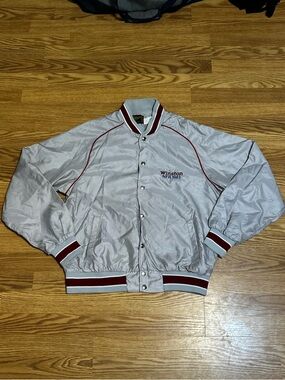 Veste Vintage Swingster Chicago White Sox – Satin Noir, Boutons Pression, Taille M – Années 80-90